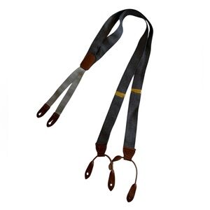 Cole Haan black and gray suspenders with brown leather accents Made in USA